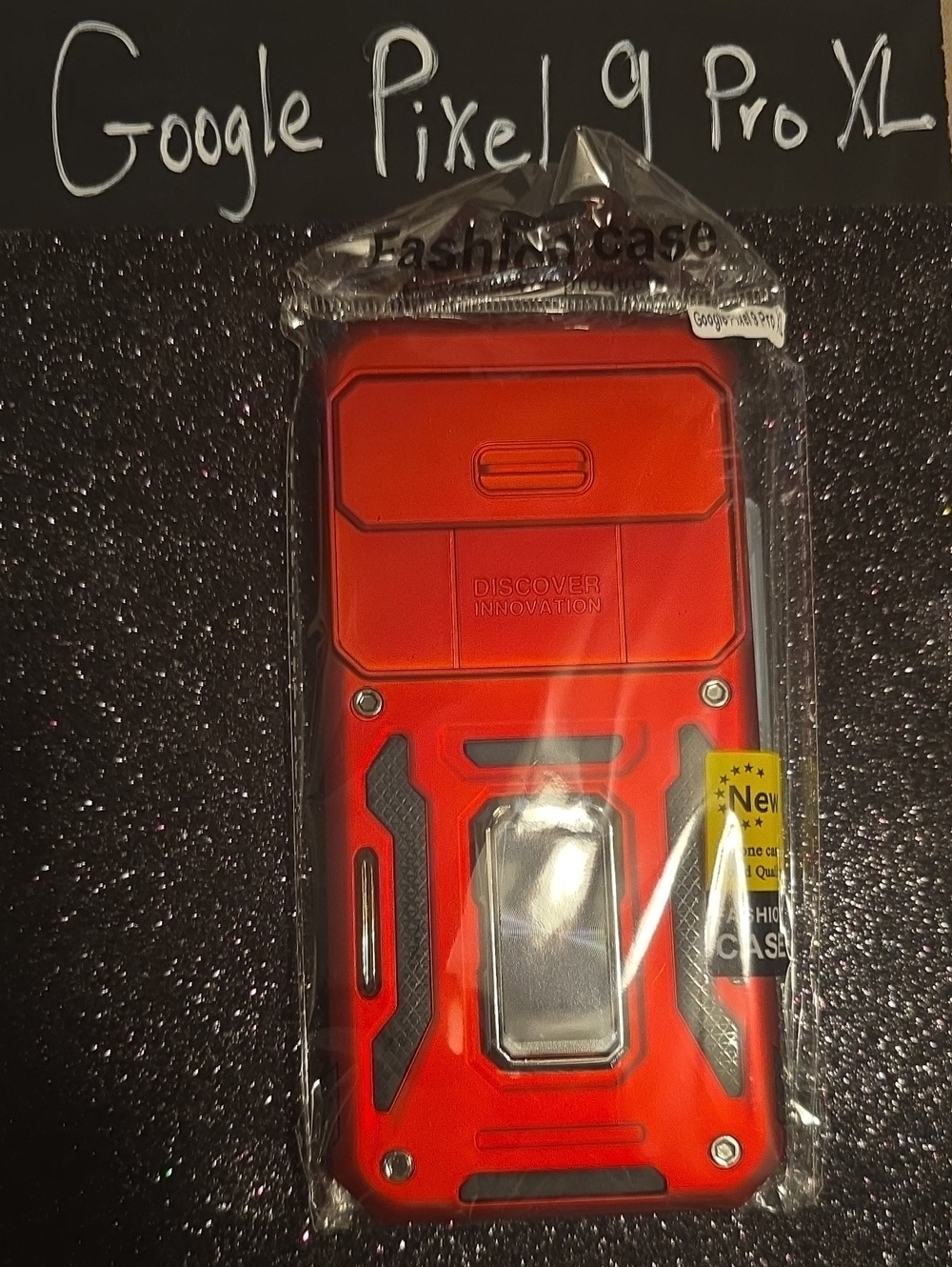 Google Pixel 9 Pro XL Red Rugged Armor Case with Kickstand & Sliding Camera Cove